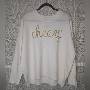 Vince Camuto White Cheers Sweater Long Sleeve NWT Womens Large